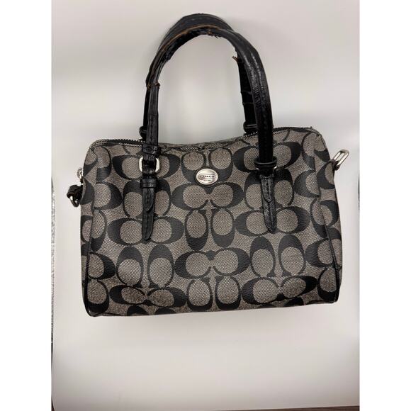 Coach Handbags - Vtg Coach Black Signature Canvas and Leather Legacy Haley Satchel